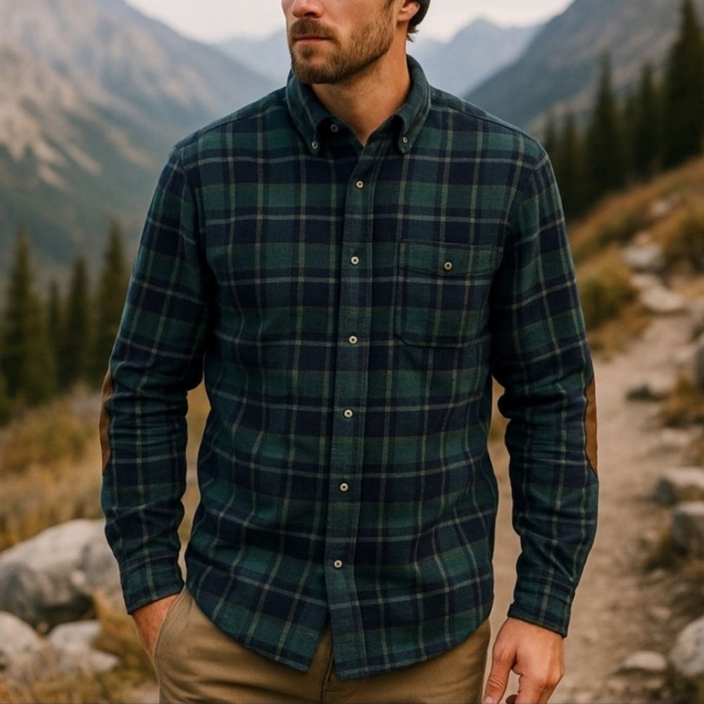 J.Crew Plaid Flannel Shirt Wool Blend Suede Elbow Patches Mens Size XS